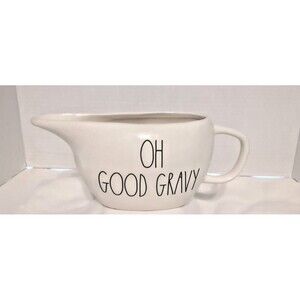 Rae Dunn OH GOOD GRAVY Ceramic Gravy Boat, Handle, Artisan Collection by Magenta